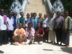 Bhajan in front of Lord Buddha Relic